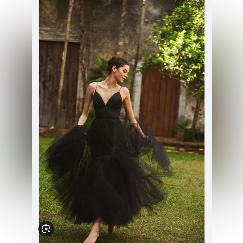 Anthropologie Hutch Lucia V-Neck Tulle Maxi Dress - Picture 2 of 6
